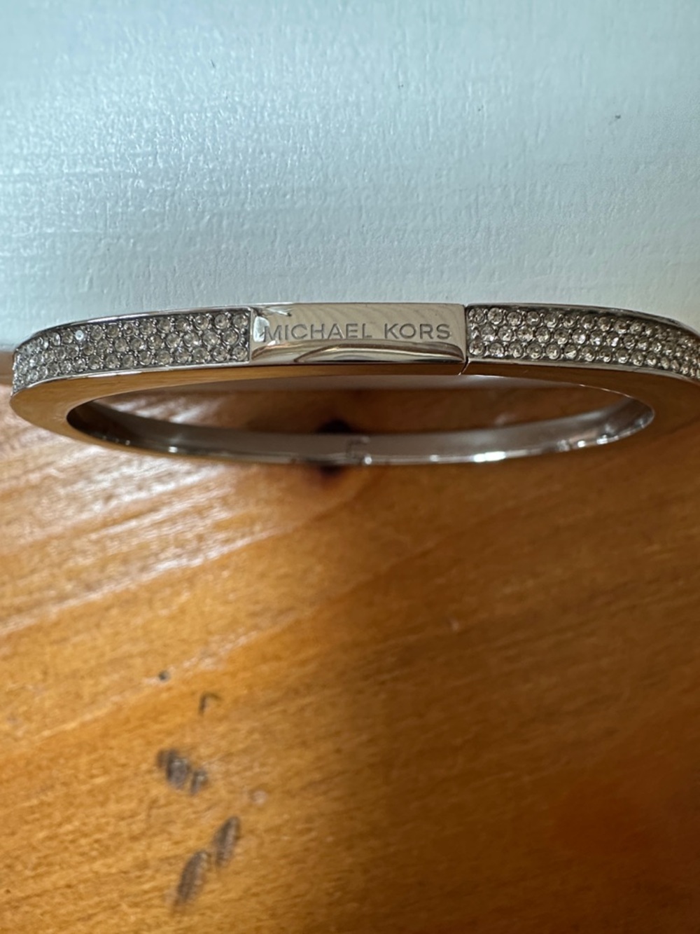 Michael Kors Silver Pavé Crystal Hinged Bangle Bracelet